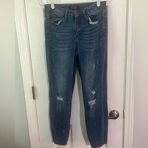 Judy Blue Jeans Womens 30 Relaxed Fit Blue Mid Rise Distressed Stretch